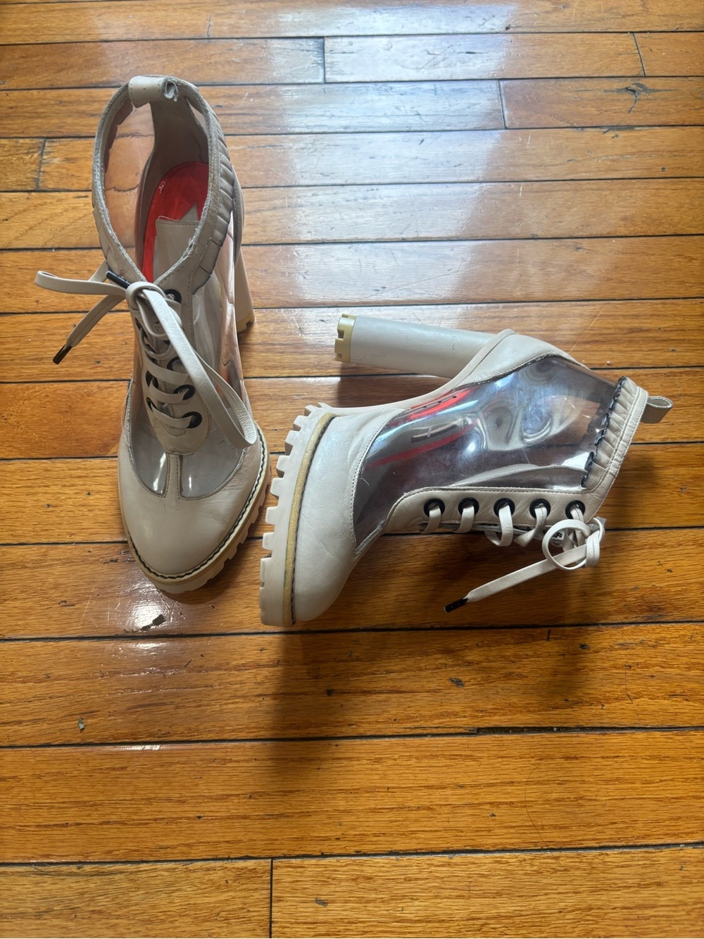 Sophia Webster High Heeled Platform Lace Up Clear Sides Bootie EU 38/US 7.5